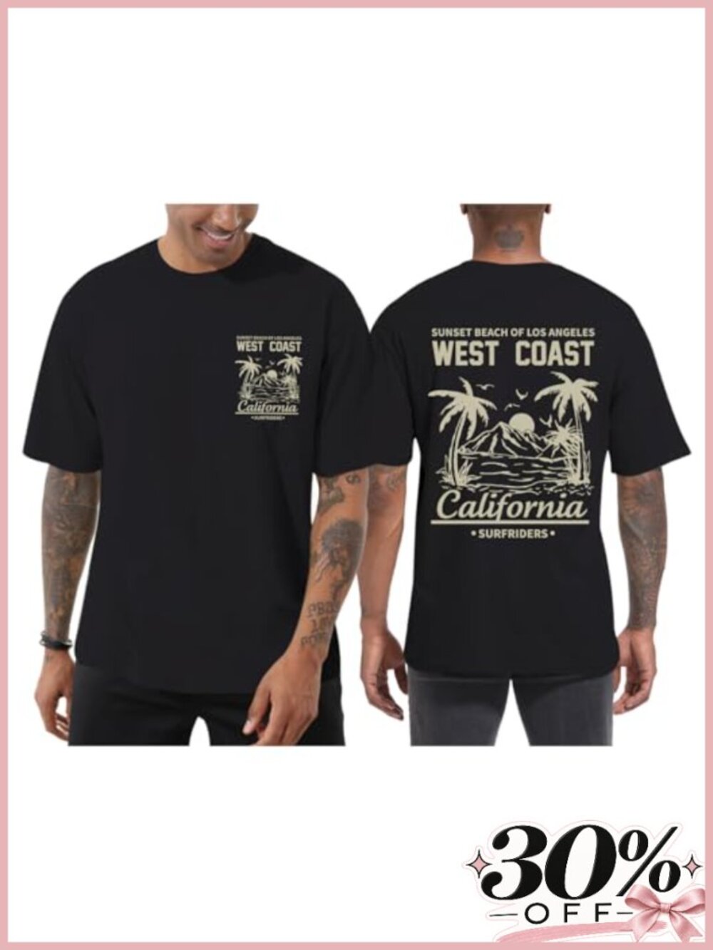 Men's California Beach Graphic T-Shirt Cotton Blend Loose Fit Summer Casual